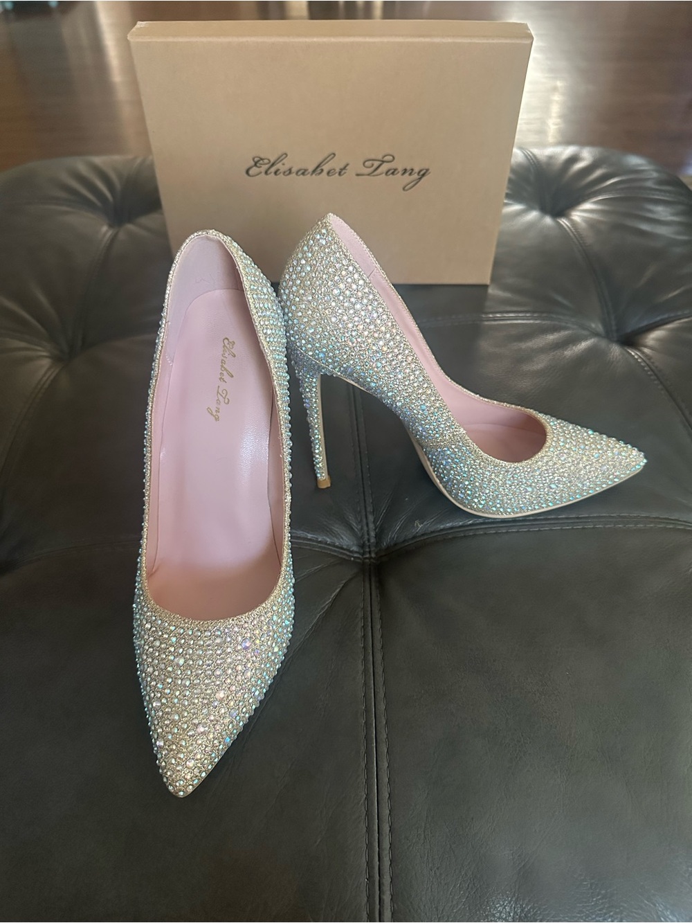 Elisabet Tang Pink Crystal Stiletto Pumps